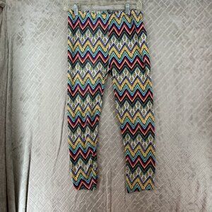 True Rock Womens L Leggings Colorful Geometric Cropped Mid Rise Eclectic Boho